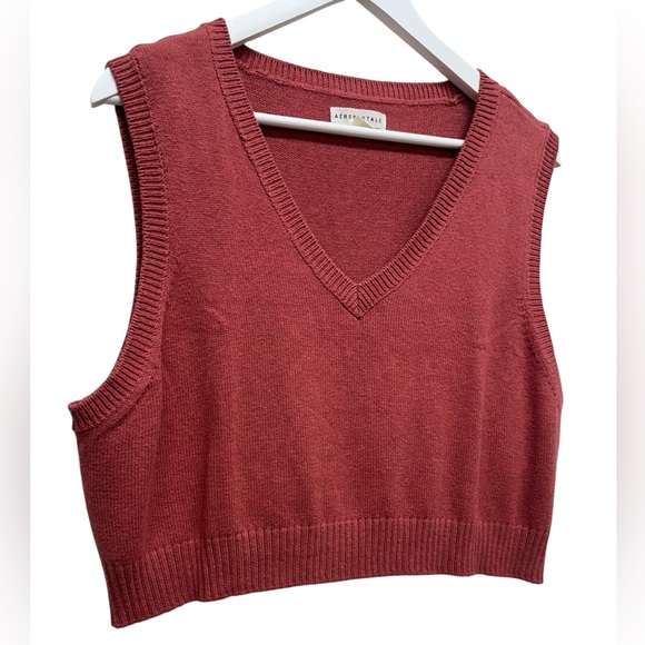 Aeropostale Red Pink Sleeveless Knit Crop Top Sweater Vest Size XL - Picture 2 of 5